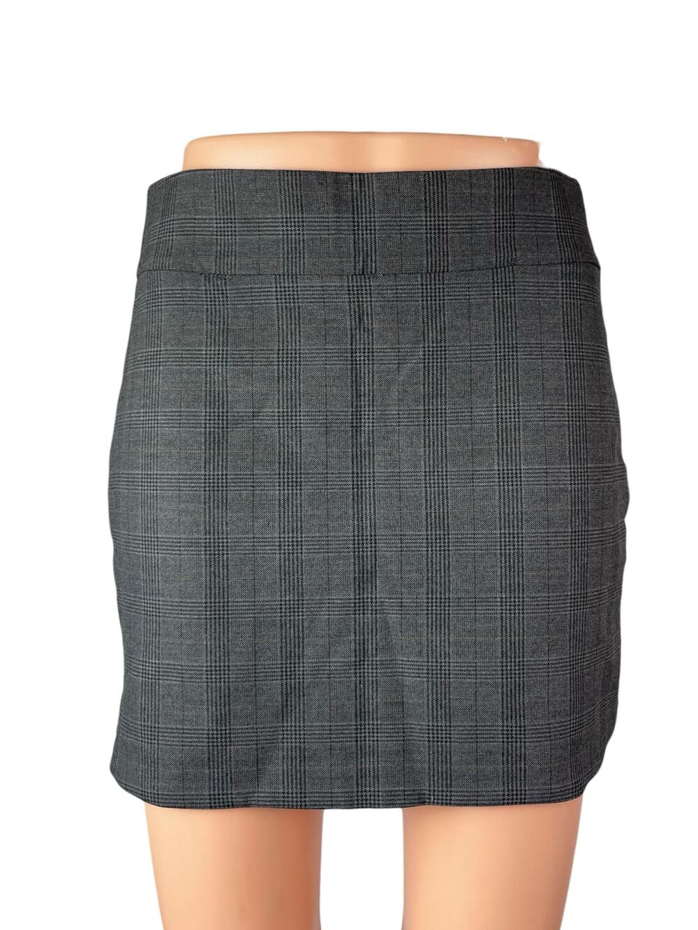 Zara Womens Dark Gray Plaid Check High Rise Office Mini Straight Pencil Skirt XS